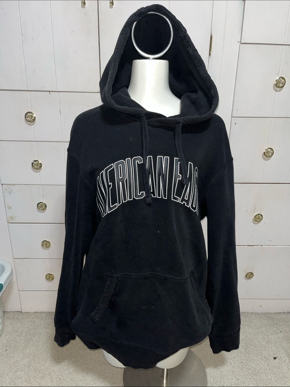 American Eagle Outfitters Black Hoodie with White Logo